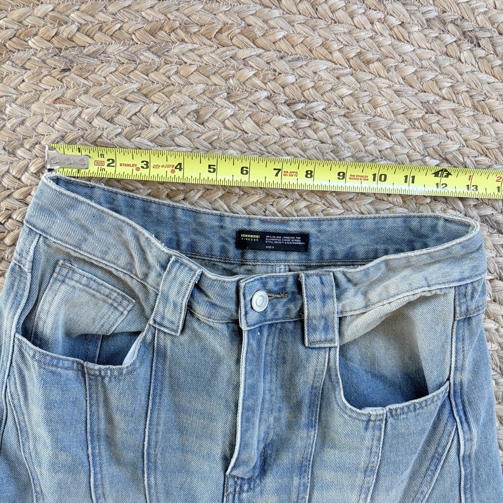 Finesse Y2K Baggy Jeans Womens S Waist 27 Hip 37 Wide Leg 90s Light‎ Wash - Picture 6 of 9
